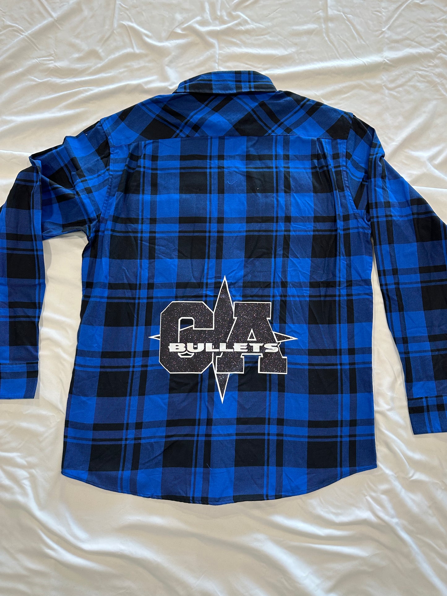 Blue & Black Flannel with Glitter Vinyl Logo