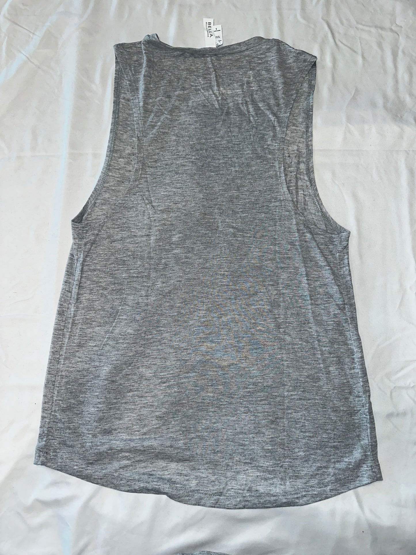 Grey Muscle Tank Top with Black Bling Design